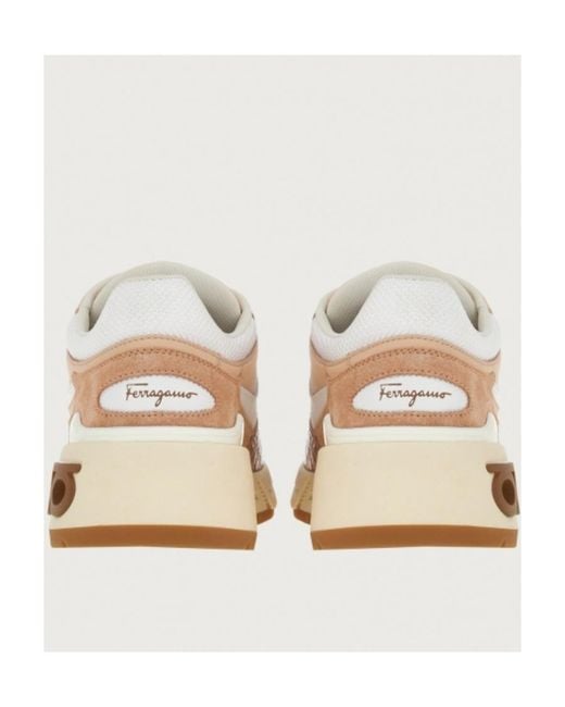 Ferragamo White Logo Low-Top Casual Shoes