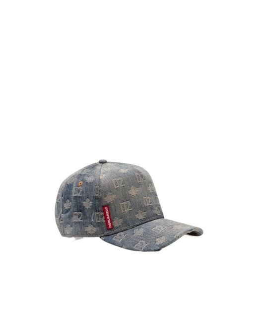 DSquared² Gray Printed Hat for men