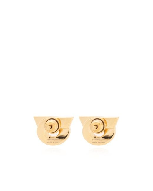 Ferragamo White Logo Earrings