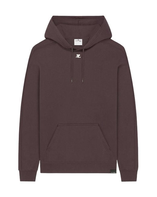 Courreges Brown Logo-Patch Cotton Hoodie