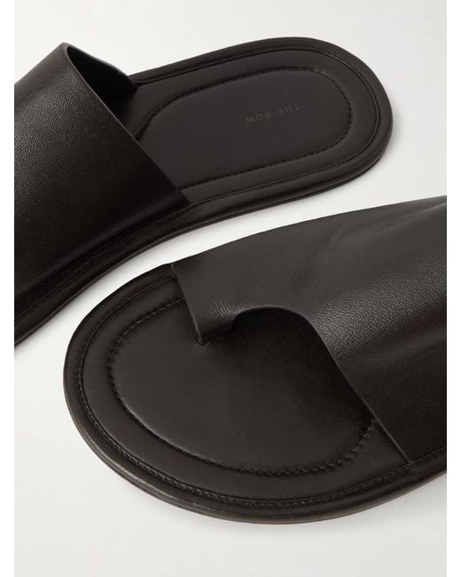 The Row Black Flat Sandals