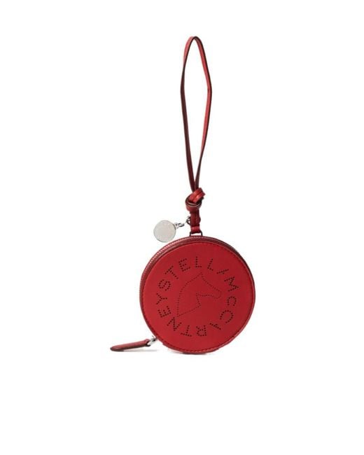 Stella McCartney Red Perforated Round Keyring