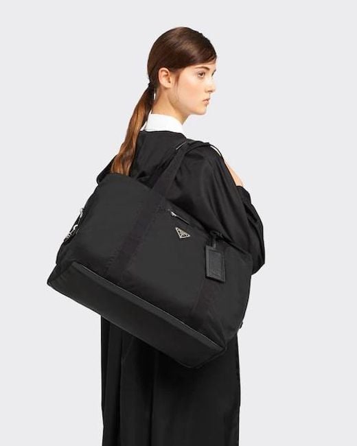 Prada Black Logo Triangle Zipped Travel Bag for men