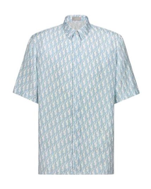 Dior Blue Oblique Short-Sleeved Shirt for men