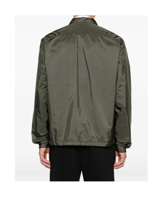 Prada Green Triangle-Logo Zipped Shirt for men