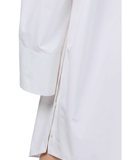 Loewe White Lapel Long-Sleeved Dress