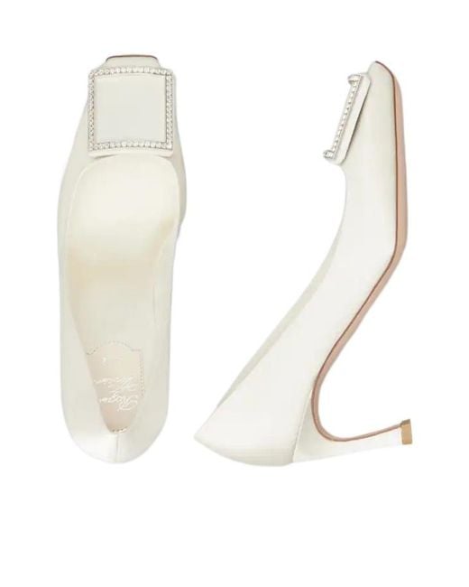 Roger Vivier White Trompette Satin Pumps
