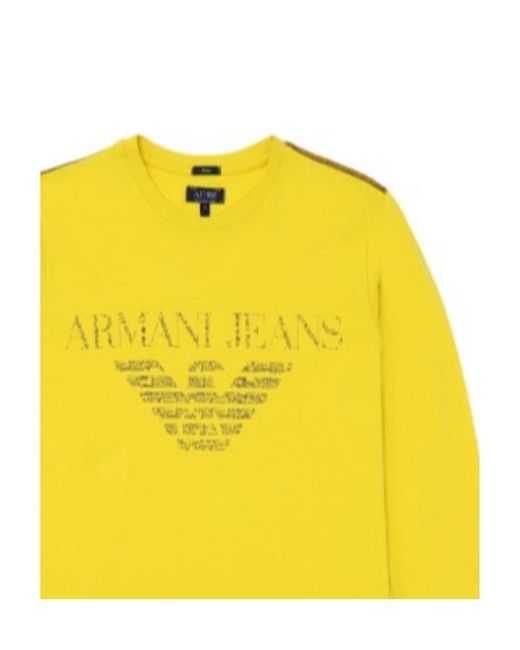 Armani Jeans Yellow T-Shirt With Round Neck And Long Sleeves for men