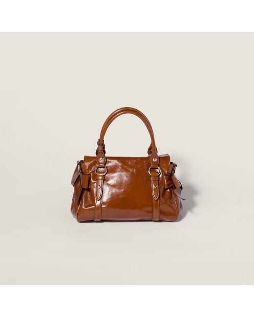 Miu Miu Brown Shiny Leather Top-Handle Bag