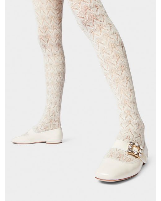 Roger Vivier White Très Vivier Strass Buckle Babies Ballerinas