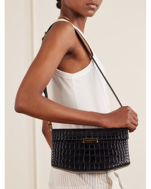 Totême Blue Totême Embossed Foldover Top Shoulder Bag