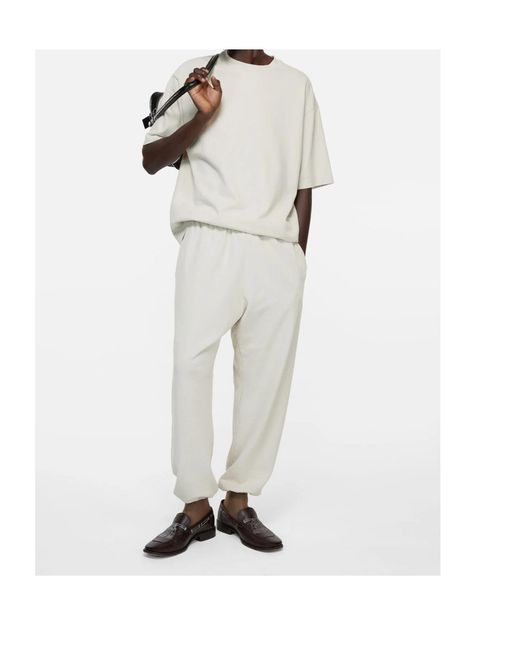 Acne White Elastic Waist Sports Pants for men