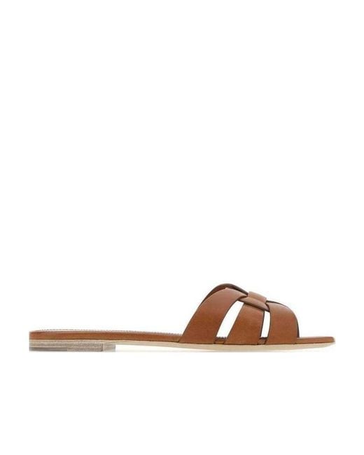 Saint Laurent Brown Tribute Open Toe Sandals