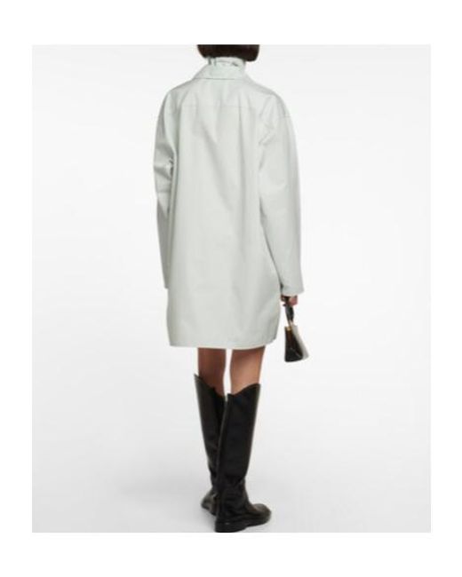 Jil Sander White V-Neck Cotton Minidress