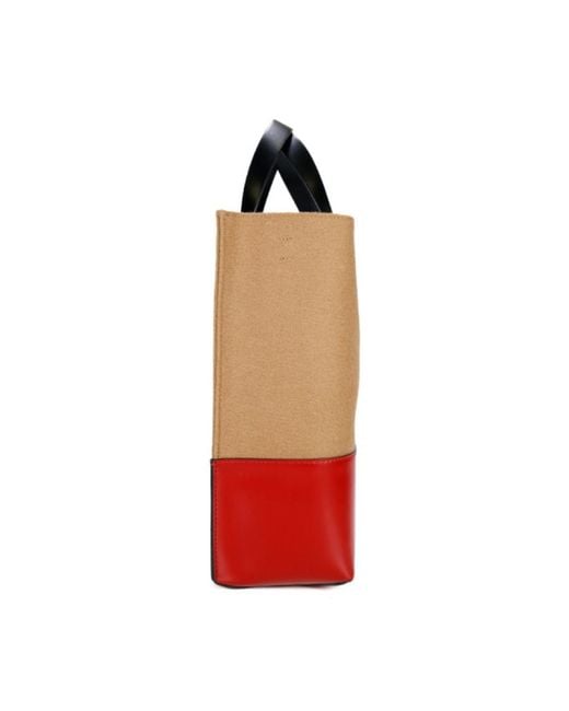 Marni Red Panelled Tote Bag