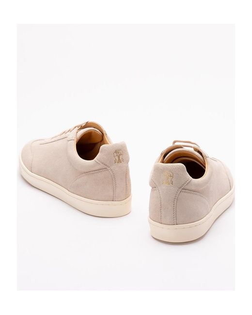 Brunello Cucinelli Pink Round Toe Lace-Up Sneakers for men