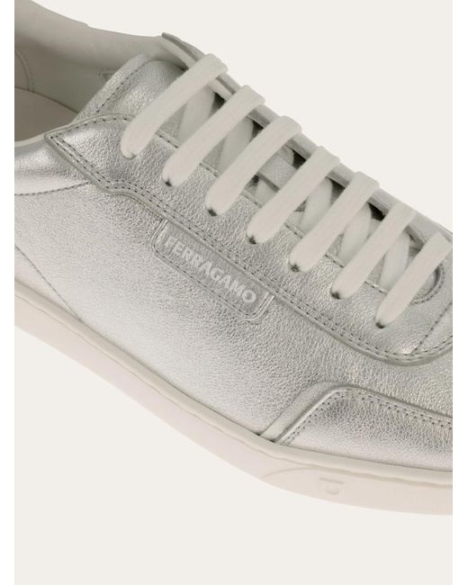Ferragamo Gray Ferragamo Logo Tag Low-Top Sneakers