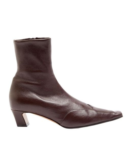 Khaite Brown Nevada 40 Leather Ankle Boots