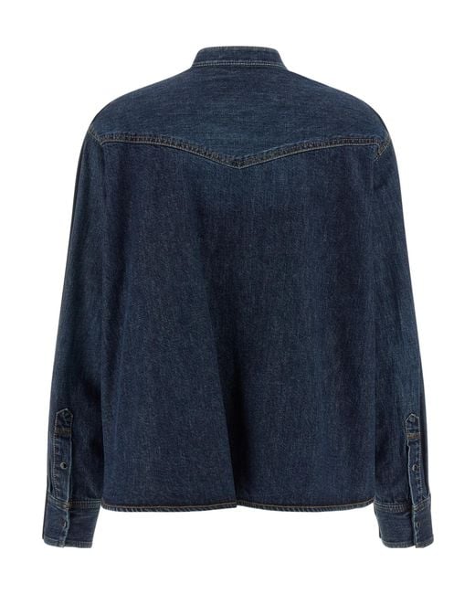 Sacai Blue Denim-Panelled V-Neck Cardigan
