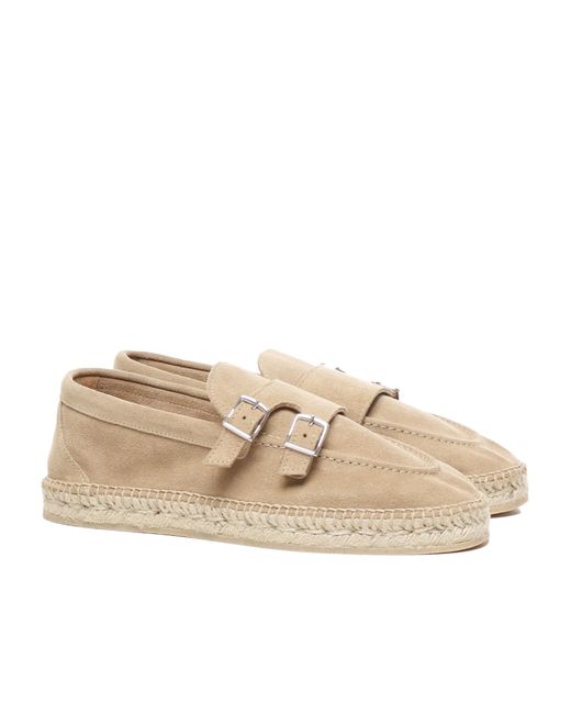 Eleventy Natural Buckle-Strap Suede Espadrilles for men