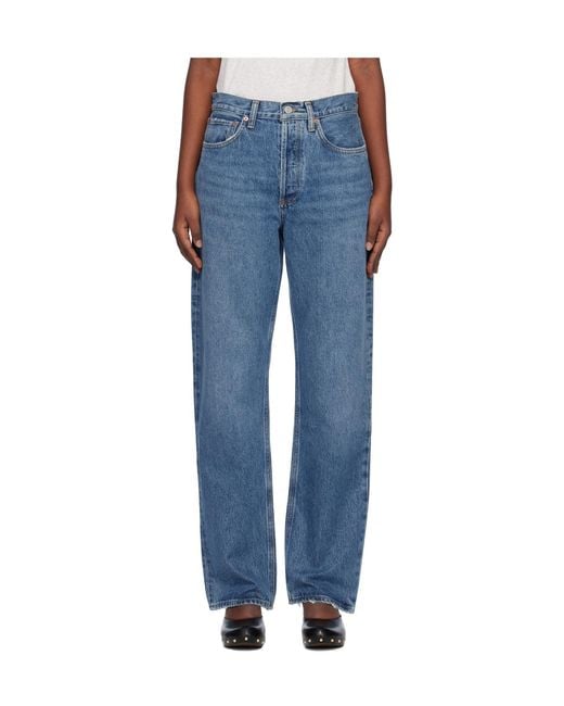 Agolde Blue High Waist Denim Trousers