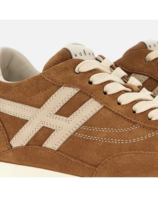 Hogan Brown Logo-Patch Sneakers