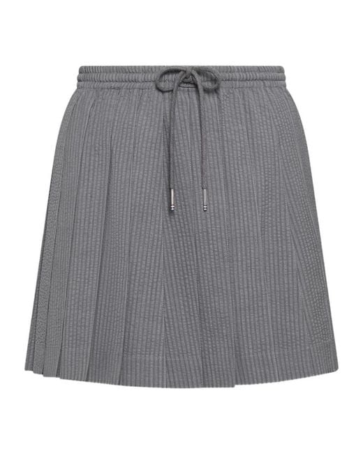 Thom Browne Gray Drawstring Pleated Mini Skirt