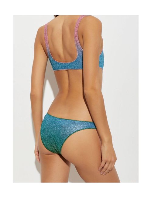 Oseree Blue Oséree Two Piece Lurex Thread Swimsuit