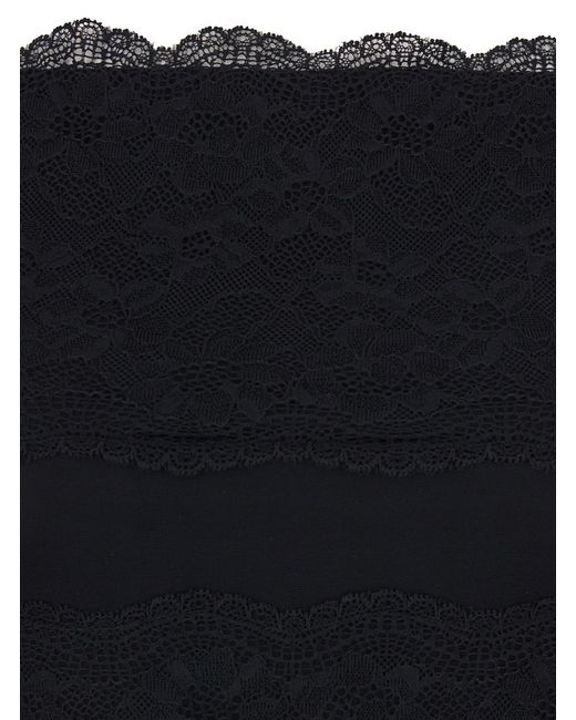 Blumarine Black Off-Shoulder Embroidered Lace Long Dress
