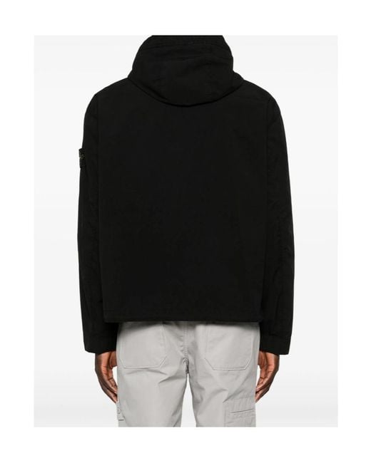 Stone Island Blue Zip-Front Hooded Jacket for men
