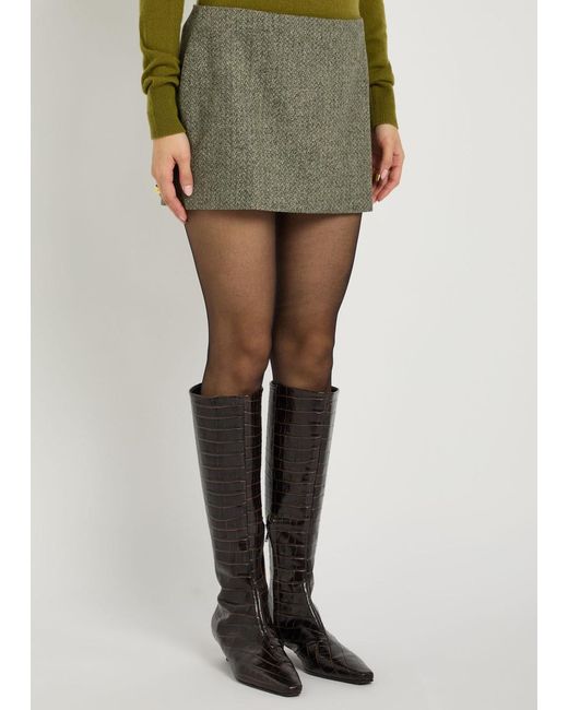Reformation Gray Carla Herringbone Tweed Mini Skirt
