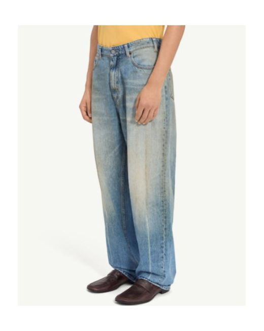 MM6 by Maison Margiela Blue Logo Patch Straight-Leg Jeans for men