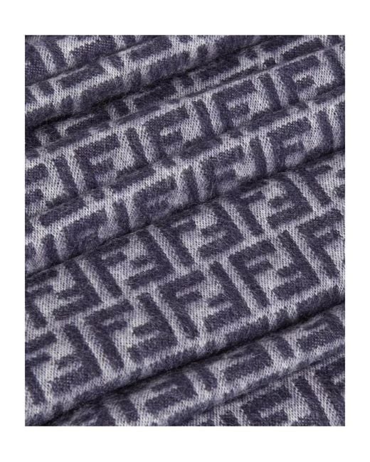Fendi Purple Ff Logo Jacquard Fringed-Edge Scarf for men