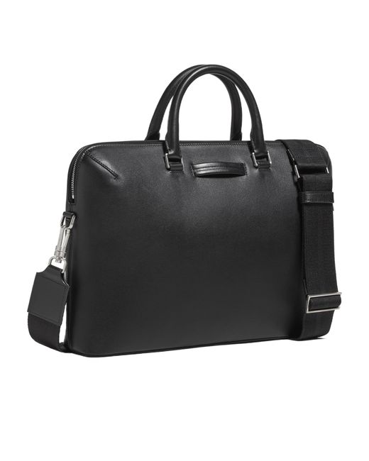 Zegna Black Logo Detailed Top Handle Briefcase for men