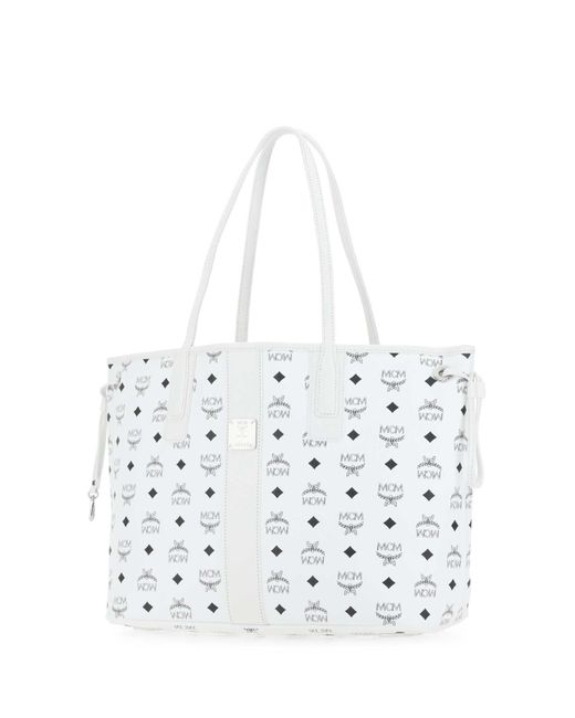 MCM White Medium Liz Reversible Tote Bag
