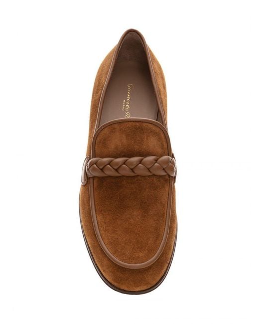 Gianvito Rossi Brown Massimo Braided Suede Loafers for men