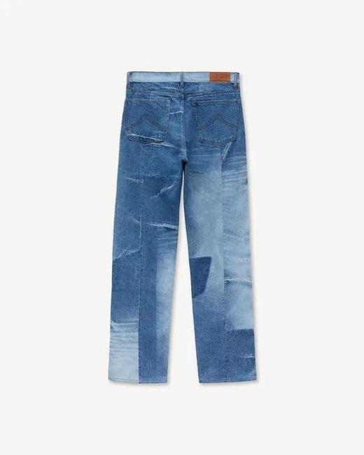 KENZO Blue Patchwork Straight Fit Jeans for men