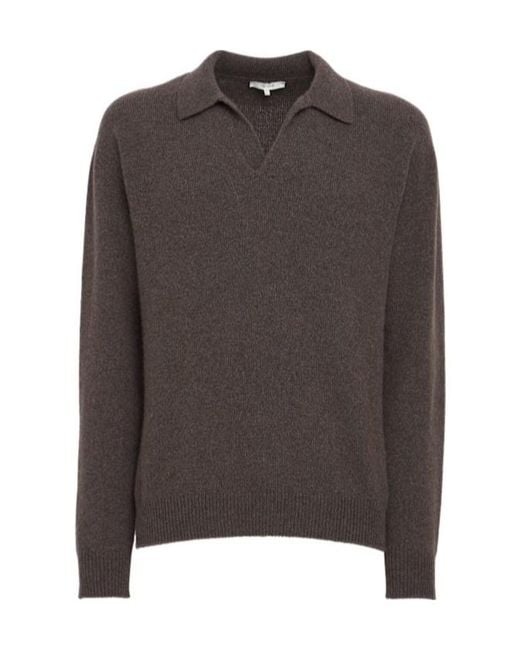The Row Brown Cashmere Polo Shirt for men