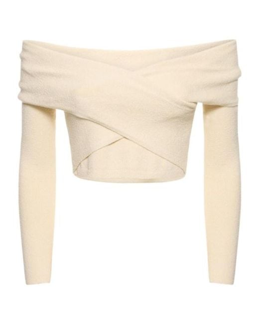 Jonathan Simkhai Natural Aiden Off-Shoulder Stretch Viscose Top