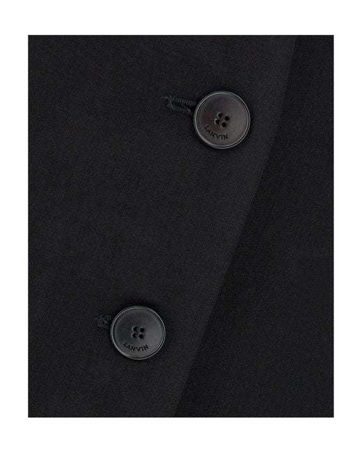 Lanvin Black Button-Detailed Tailored Mini Skirt