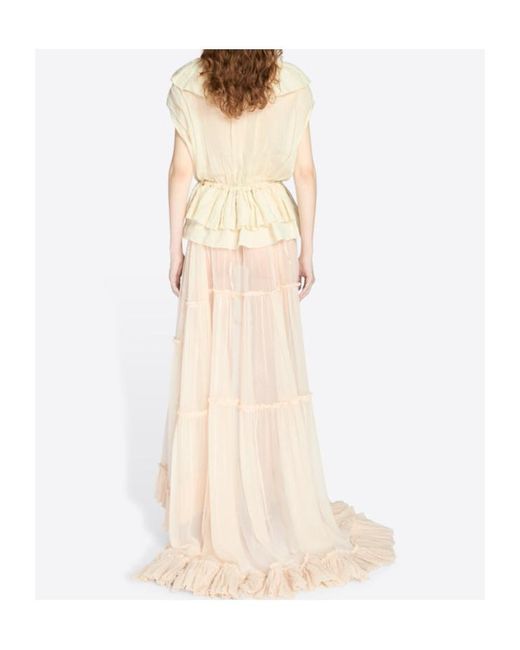 Dries Van Noten Natural Muslin Ruffled Top