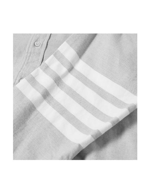 Thom Browne White Logo-Striped Flannel Shirt for men