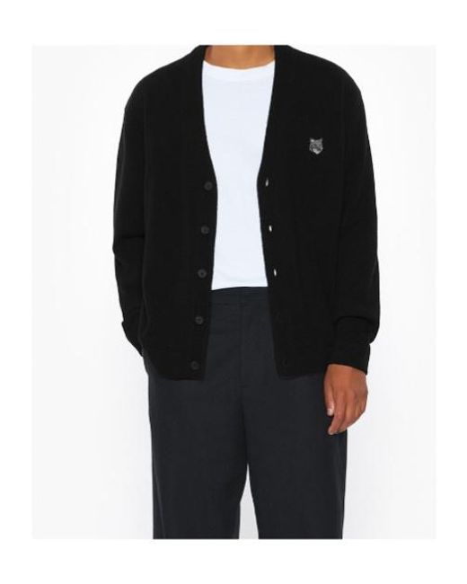 Maison Kitsuné Black Maison Kitsuné Fox Head Comfort Cardigan for men