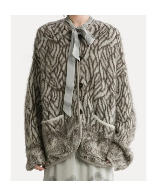 Forte_forte Gray Plumes De Heron Short Jacquard Coat