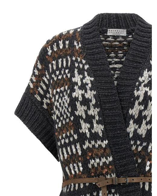 Brunello Cucinelli Black 'Opera Prince Of Wales' Cardigan