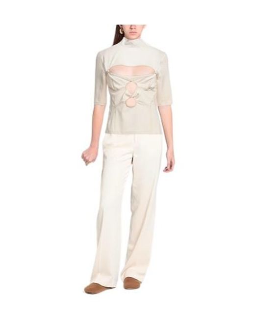 Jacquemus White Minimalist Wool Short Sleeve Top