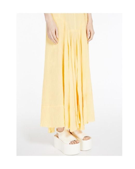 Sportmax Metallic V-Neck Gathered Maxi Dress