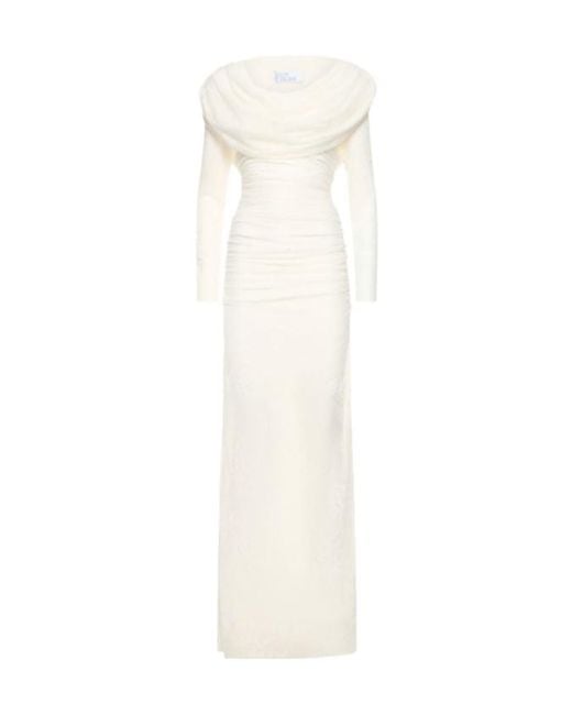 GIUSEPPE DI MORABITO White Elastic Lace Hoodie Dress