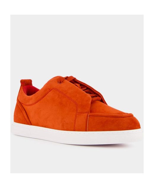 Christian Louboutin Orange Lace-Up Low-Top Sneakers for men