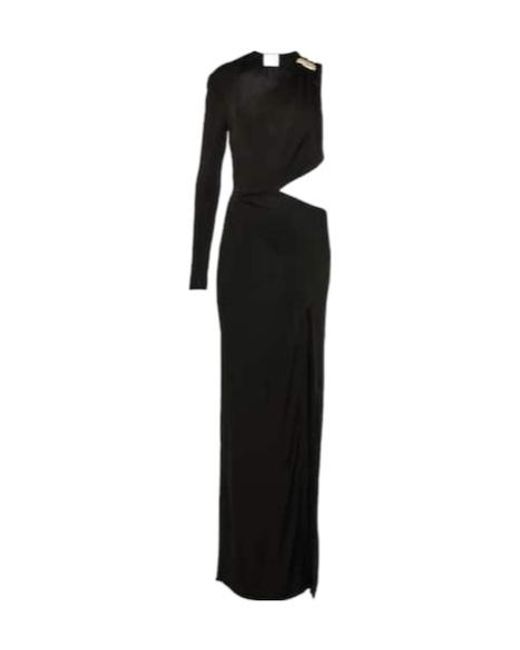 Galvan Black Cutout One-Shoulder Gown